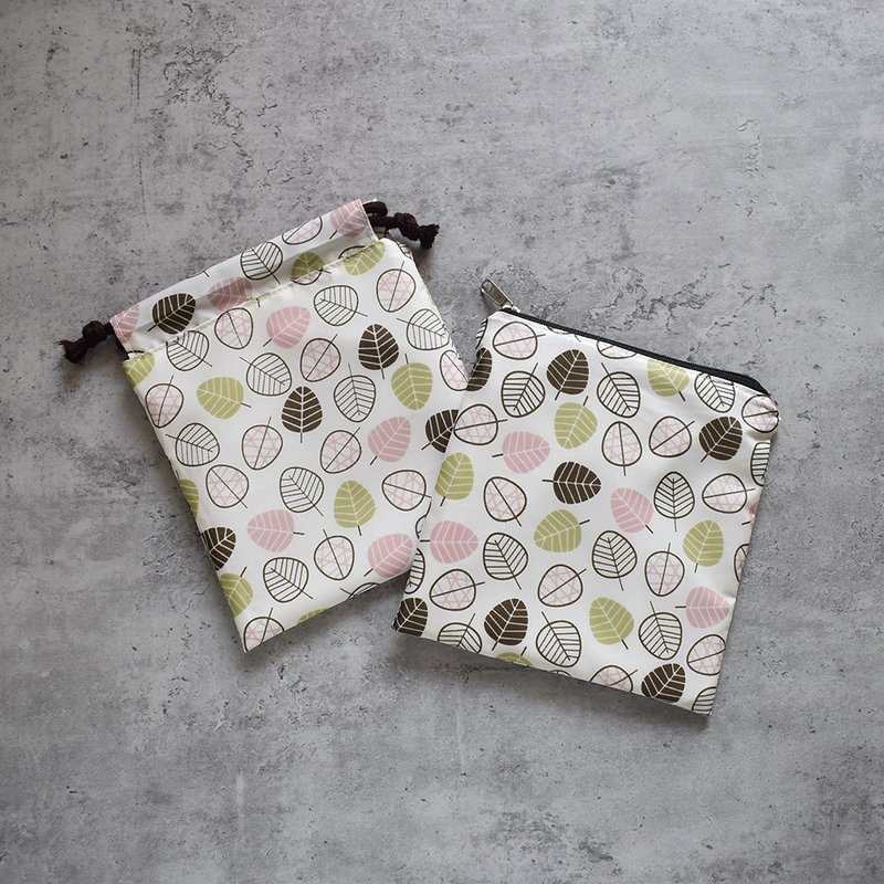 旅行防水收納袋15x15(2入)_小葉飄飄 - 索繩袋/束口袋 - 尼龍 卡其色