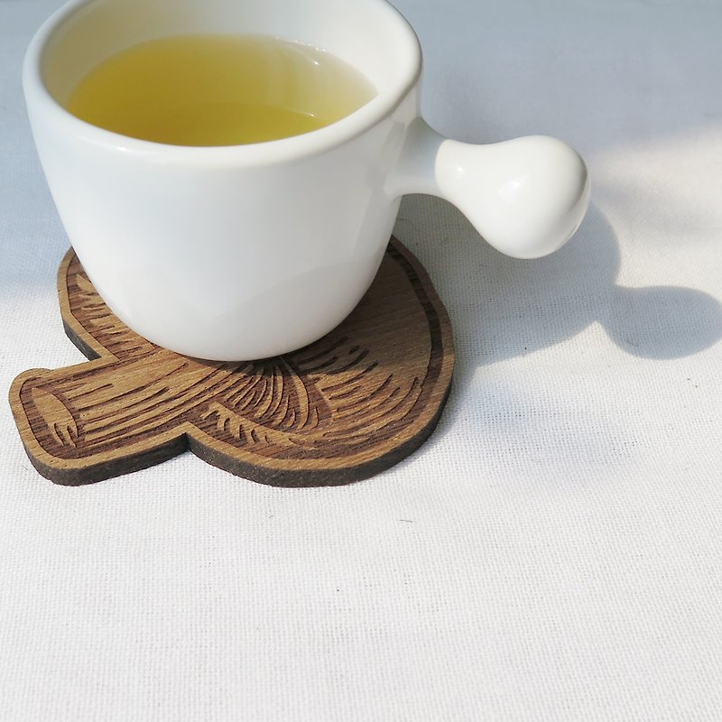 Wooden coaster mushroom - 杯墊 - 木頭 咖啡色