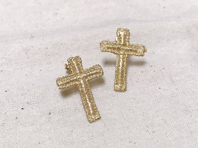 CROSS GOLD earrings - Earrings & Clip-ons - Other Metals Gold