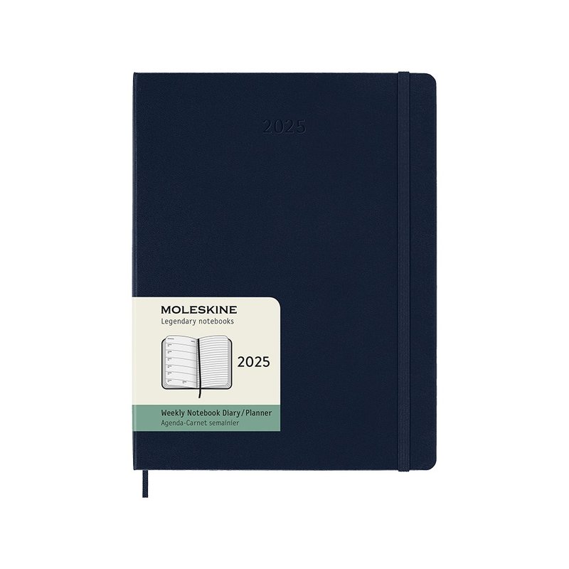 MOLESKINE 2025 Weekly Diary 12M Hard Case - XL Type Sapphire Blue Hot Stamping Service - สมุดบันทึก/สมุดปฏิทิน - กระดาษ สีน้ำเงิน