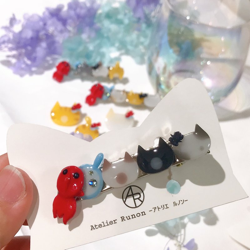 August Nyanko Hair Clip Goldfish Scooping - Hair Accessories - Plastic Multicolor