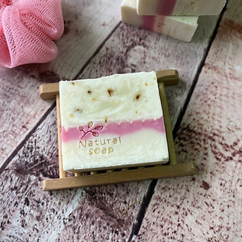 金盞蠶絲皂/優雅小蒼蘭 - 肥皂/手工皂 - 植物．花 粉紅色