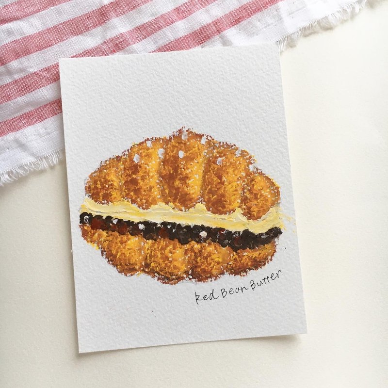あんバターサンド　オイルパステルイラスト - 海報/掛畫/掛布 - 紙 