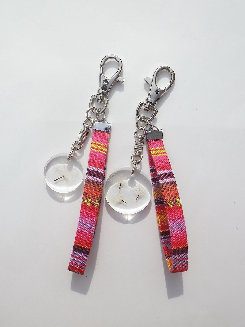 Anny's workshop手作押花飾品，蒲公英鑰匙圈 (1對)，是鑰匙圈也是吊飾 - 鑰匙圈/鎖匙扣 - 其他材質 