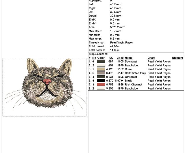 デジタル】キジトラ猫のミシン刺繍デザイン - ショップ コイトネコ