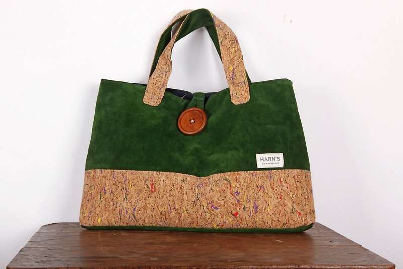 HARNS lunch bag handbag small school bag - กระเป๋าถือ - วัสดุอื่นๆ สีเขียว