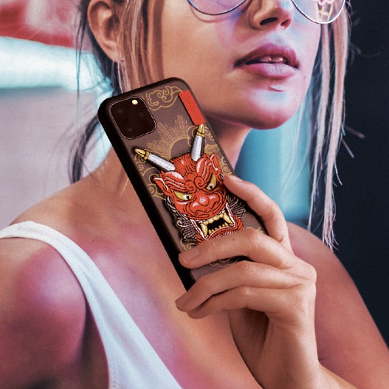 iPhone11/11 Pro/11 Pro Max Yokai embroidered phone anti-drop protective shell demon - Phone Cases - Plastic Multicolor