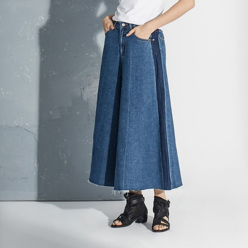 【In stock】 Jeans skirt - กระโปรง - ผ้าฝ้าย/ผ้าลินิน สีน้ำเงิน