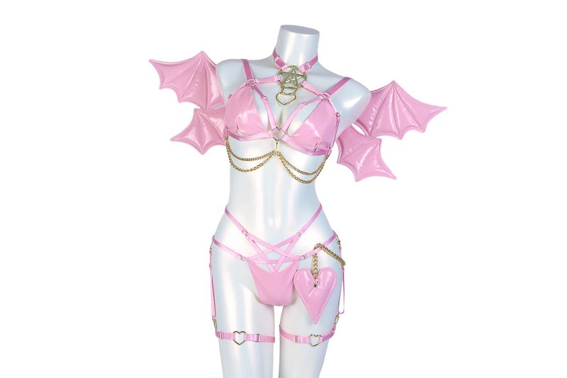 Sweet Succubus Lingerie Set - 女內衣褲 - 其他材質 粉紅色