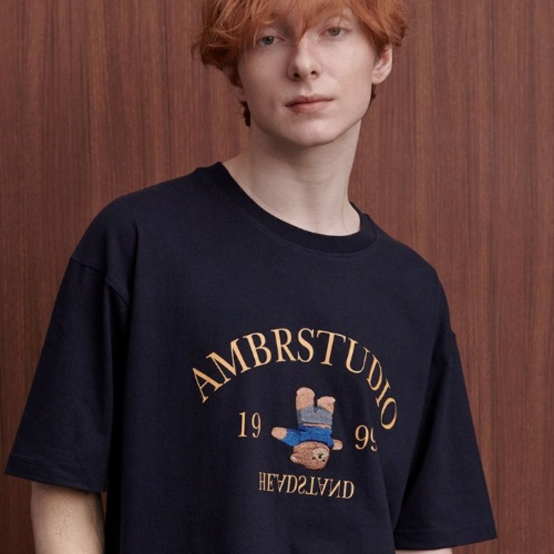 アンブラー AS1012 オーバーフィットTシャツ ヘッドスタンドベア ネイビー 半袖Tシャツ - Tシャツ - コットン・麻 