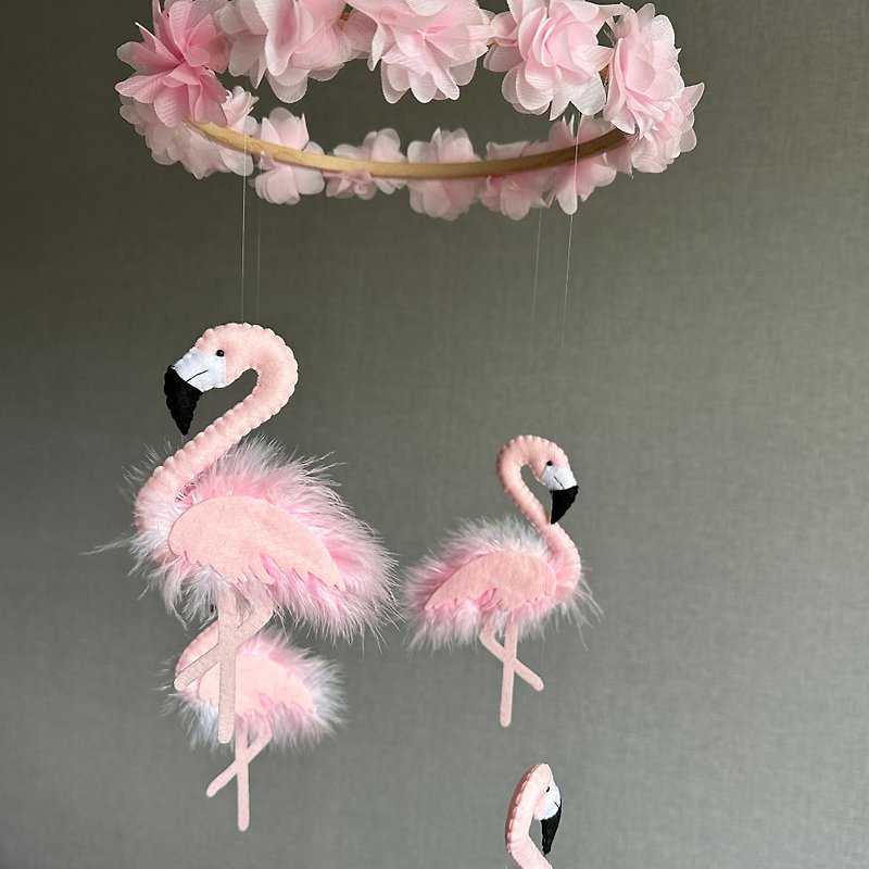 Flamingo mobile, Baby mobile girl, Pink flamingo nursery decor - 嬰幼兒玩具/毛公仔 - 其他材質 粉紅色