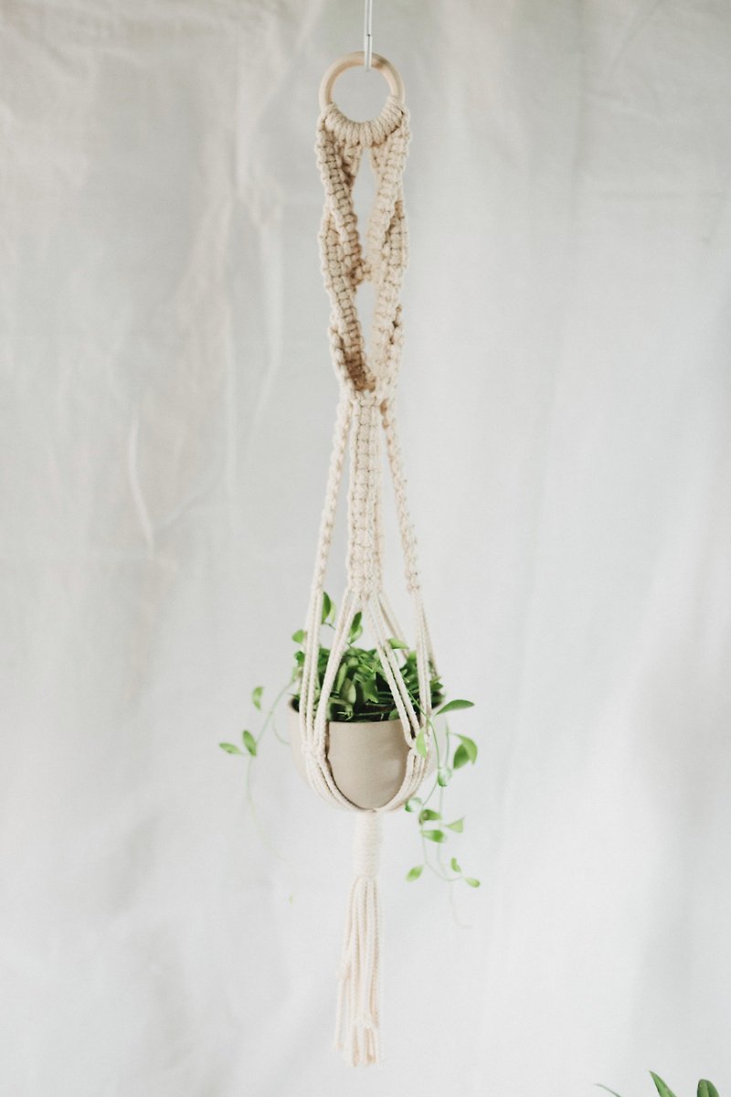 Macrame Plant Hanger / Braid knots - 植栽/盆栽 - 棉．麻 白色