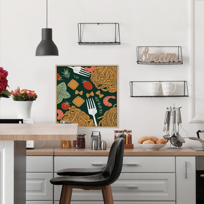 食べ物の光は味覚を刺激します - グルメ料理イラスト吊り下げ絵画/レストランとバーの装飾/キッチン家具 - ポスター・絵 - コットン・麻 オレンジ