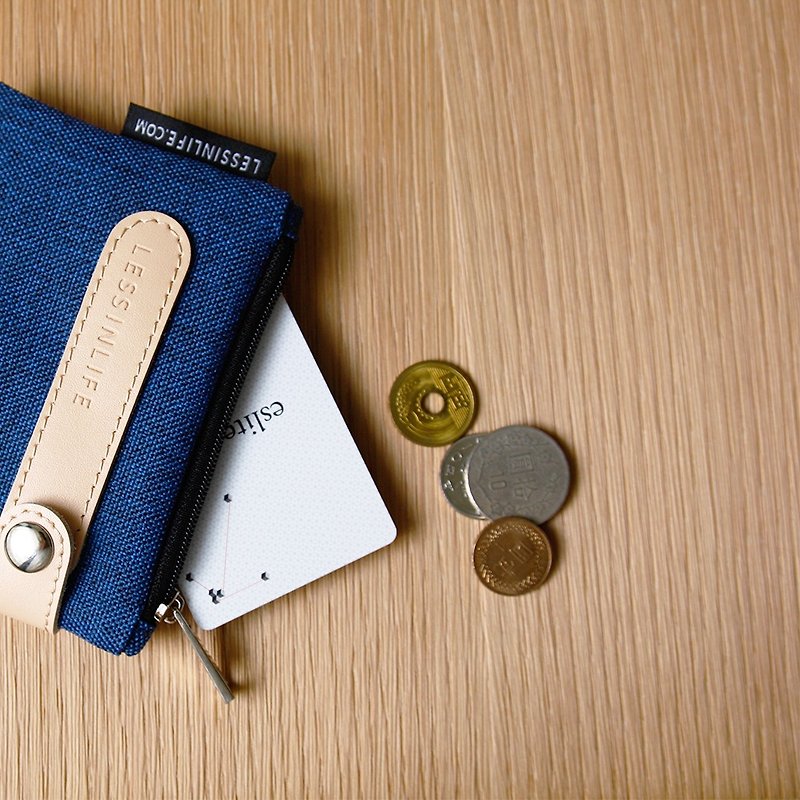 簡法_典雅藍 3秒攜帶鑰匙 零錢包(送集線器一組) - 零錢包/小錢包 - 棉．麻 藍色