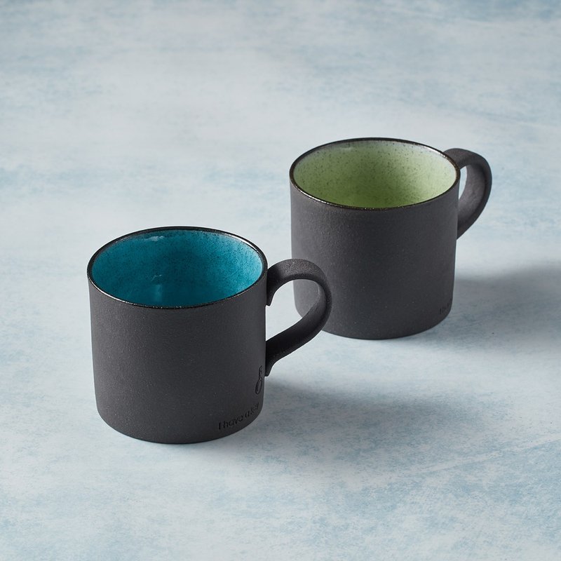 Japanese Minoyaki - Black Pottery Glaze Mug - Pair Cup Set (2 Pieces) - แก้วมัค/แก้วกาแฟ - ดินเผา หลากหลายสี