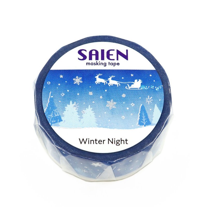 2025冬季【日本 SAIEN】20mm 銀箔和紙膠帶－冬夜 Winter Night - 紙膠帶/和紙/PET - 紙 