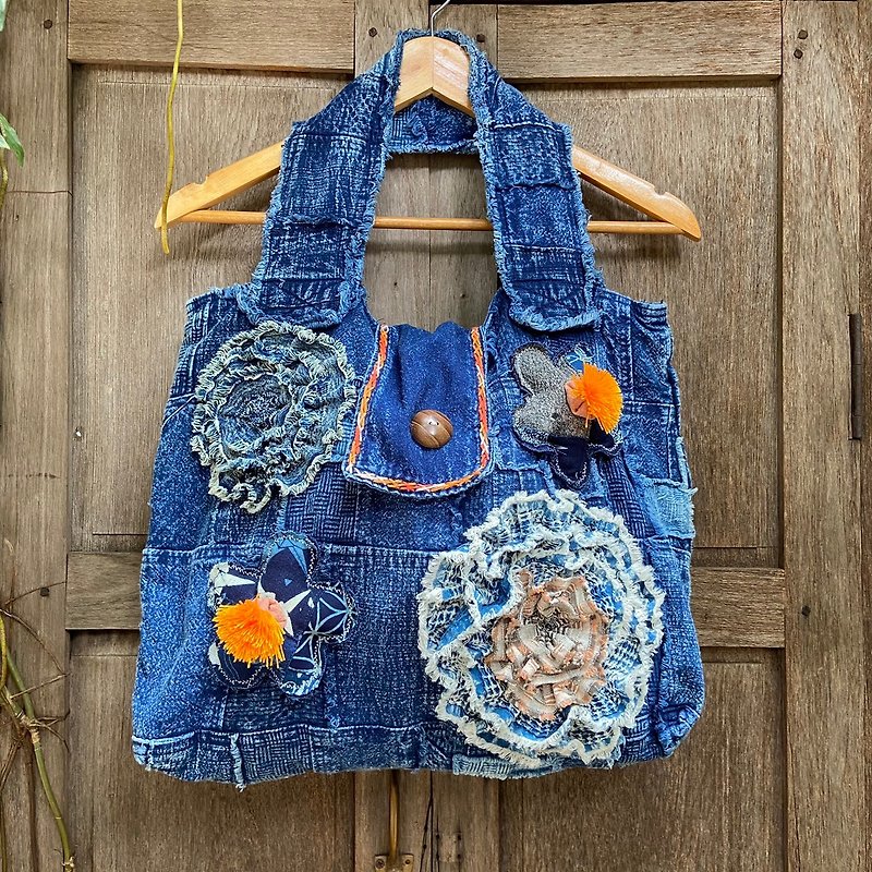 patchwork bag - Handbags & Totes - Cotton & Hemp Blue