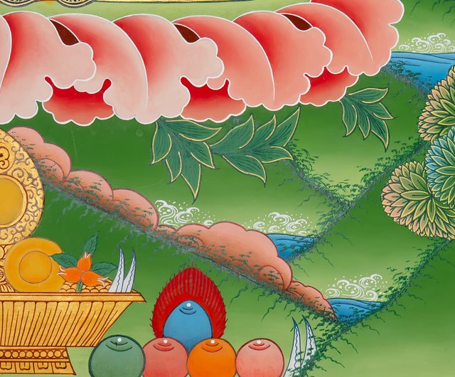 エレガントなホワイトターラのタンカ 時を超えたチベットの芸術 精神の