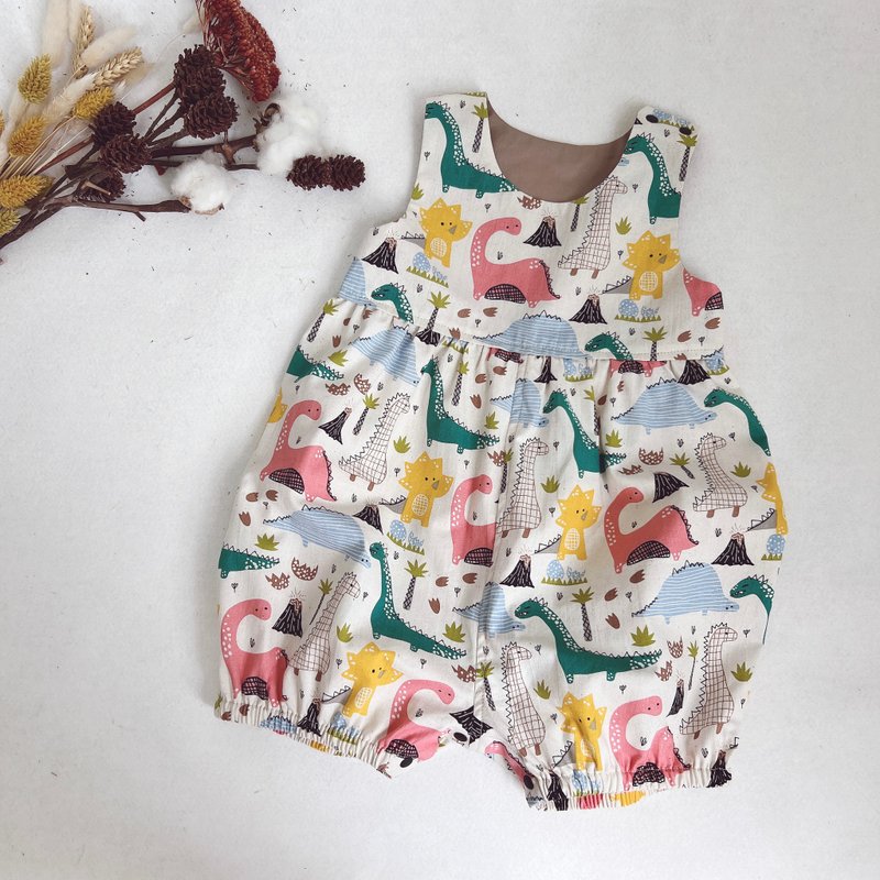 Fat Dinosaur in Lantern Jumpsuit - Onesies - Cotton & Hemp Multicolor