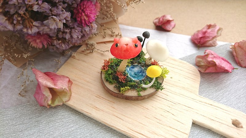 ◆ cat micro-scene - mushroom cat landscapes - Items for Display - Clay Red
