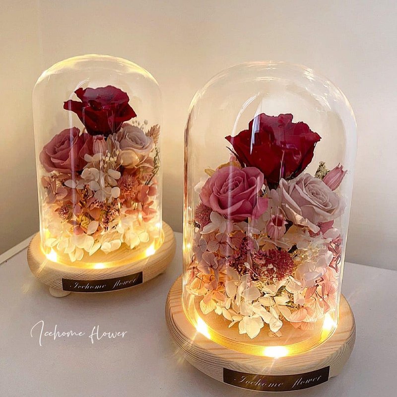 夜燈款永生玻璃罩鐘花 - 擺飾/家飾品 - 植物．花 粉紅色