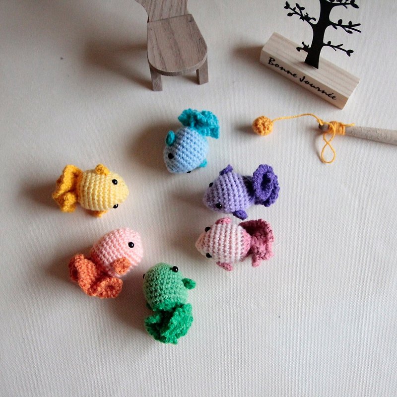 毛線釣魚遊戲組, 磁鐵小魚6隻 - 嬰幼兒玩具/毛公仔 - 聚酯纖維 多色