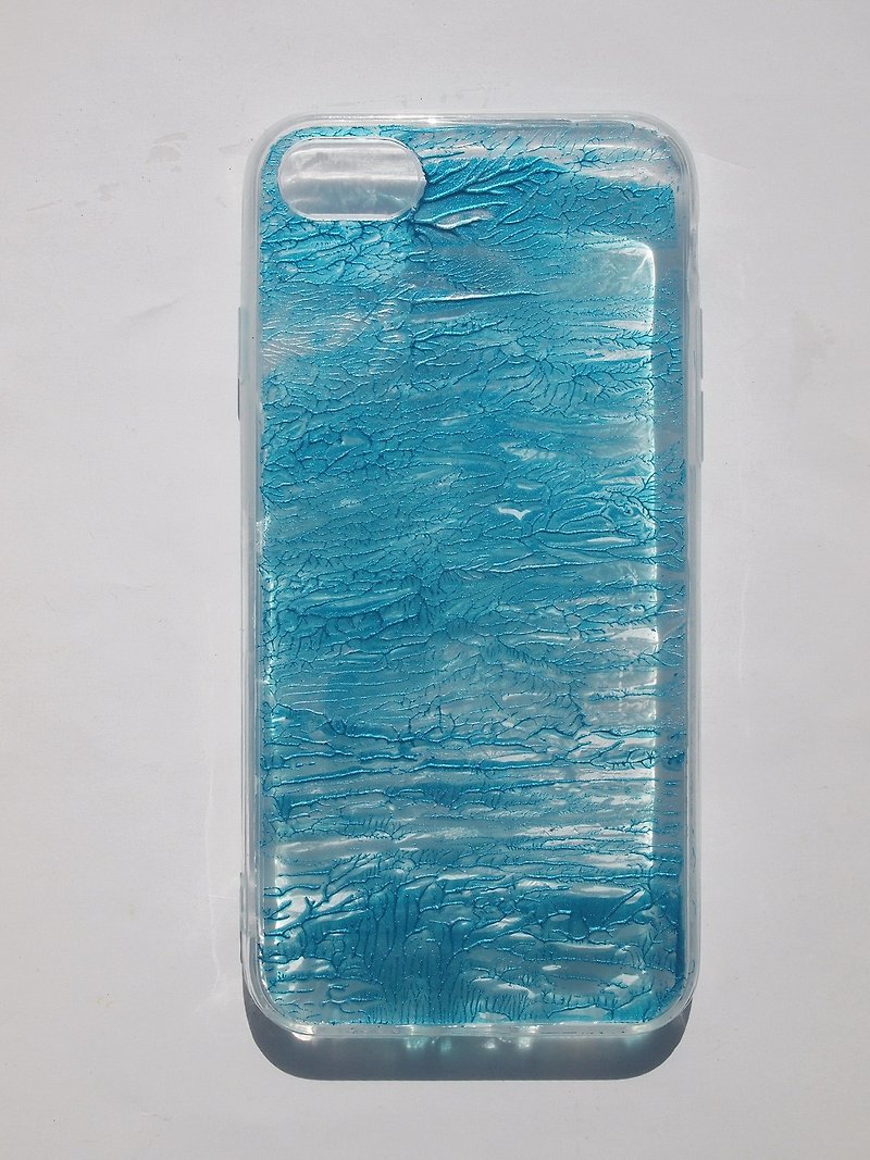 Handmade phone case, Resin with Pearl pigments, abstract - เคส/ซองมือถือ - พลาสติก สีน้ำเงิน