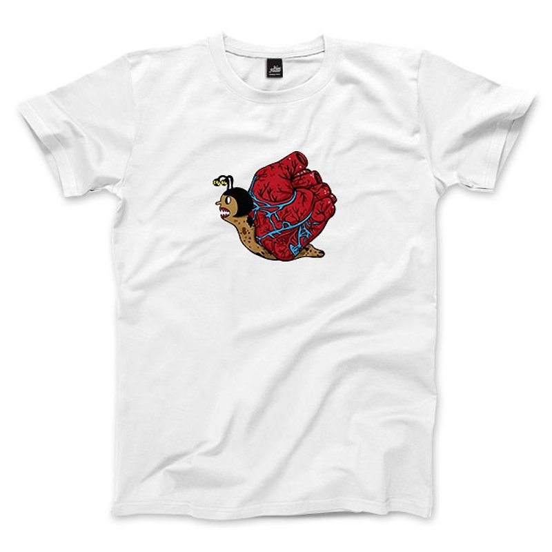 Heart Snail-White-Unisex T-shirt - Men's T-Shirts & Tops - Cotton & Hemp White
