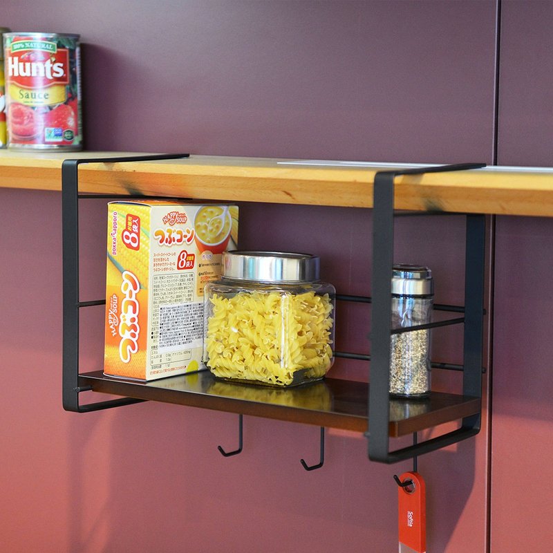 +Ojiawo X Shimomura Japan-made Layer Drill-Free Metal Hanging Shelves Under Cabinets-30cm - กล่องเก็บของ - โลหะ สีนำ้ตาล