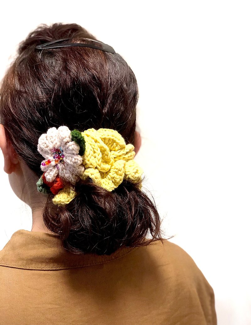 Pretty Crochet Ponytail Holder Set - Hair Accessories - Cotton & Hemp White