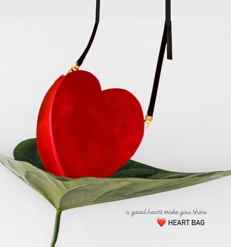 NOTTOO Boxy Heart Bag - Handbags & Totes - Faux Leather Red