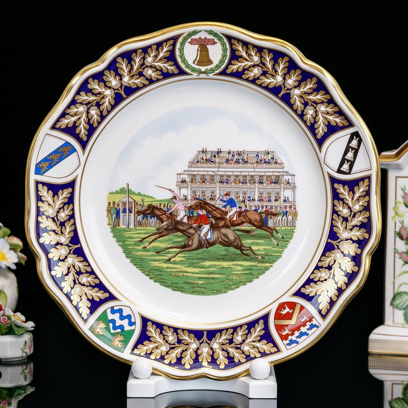 Limited edition British-made Spode galloping horse 1980 Derby horse racing bone china European luxury decorative plate hanging plate - ตกแต่งผนัง - เครื่องลายคราม 