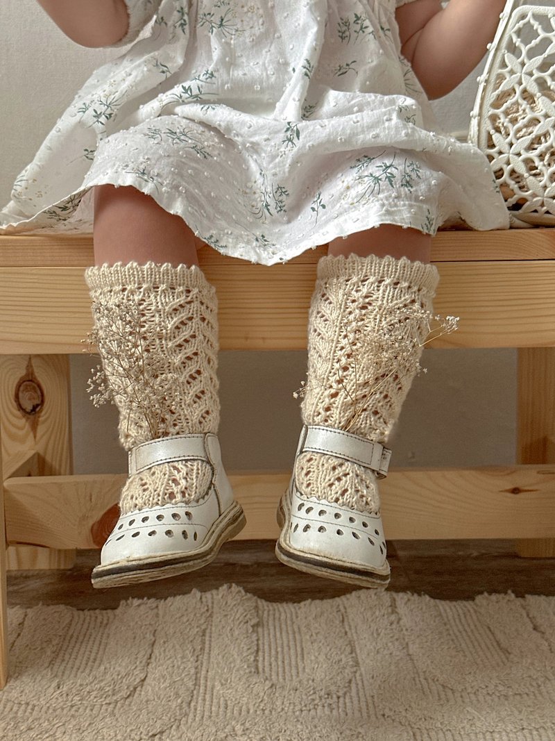 Lace beautiful socks for girls, baby knitted knee socks, white socks - Baby Socks - Cotton & Hemp White