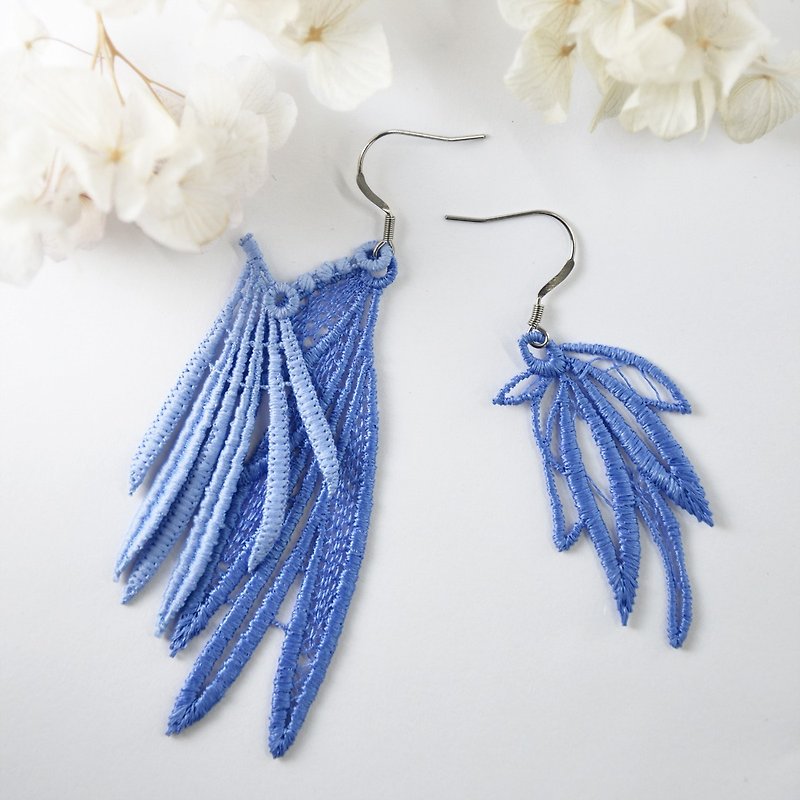 Hollow vein embroidered earrings - Earrings & Clip-ons - Thread Blue