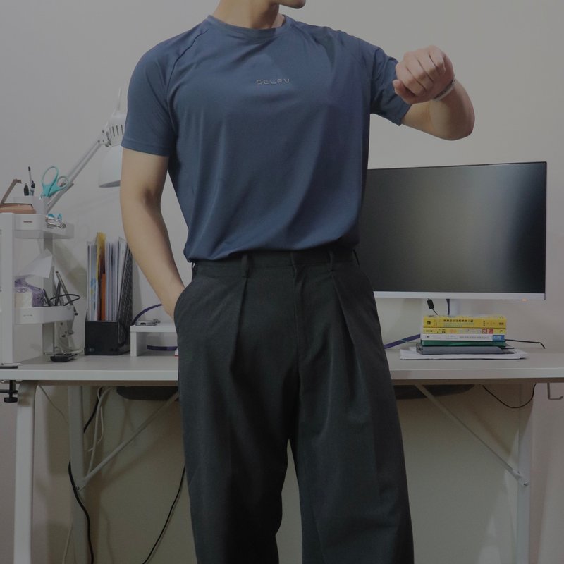 TrusFit系列 Raglan 訓練短袖上衣 - 午夜藍 - 運動上衣/排汗衫 - 聚酯纖維 藍色