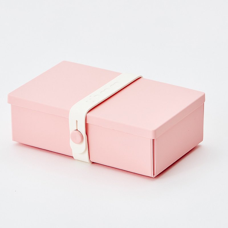 丹麥 uhmm - 環保摺疊午餐盒 (粉色餐盒 x 純白扣環)-900ml