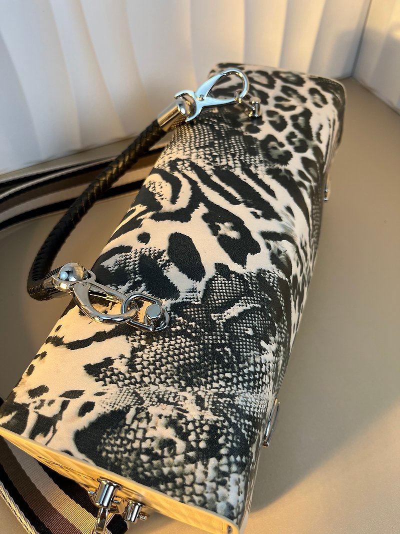 Neutral hand vegetable tanned blend animal print clutch and crossbody bag - Messenger Bags & Sling Bags - Genuine Leather 