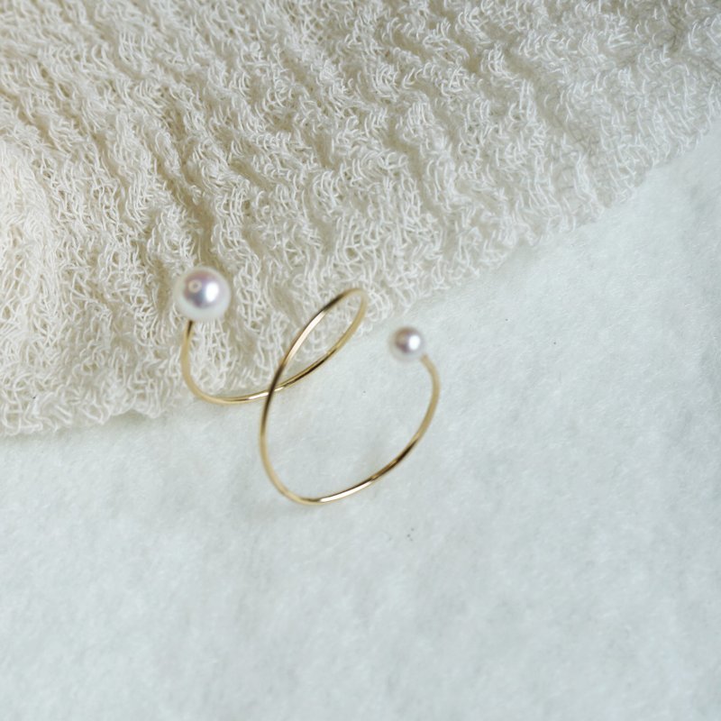 14Kgf -Satallite Ring - Earrings & Clip-ons - Pearl White