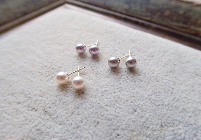 6mm Swarovski pearl earrings in 3 colors - Earrings & Clip-ons - Pearl White