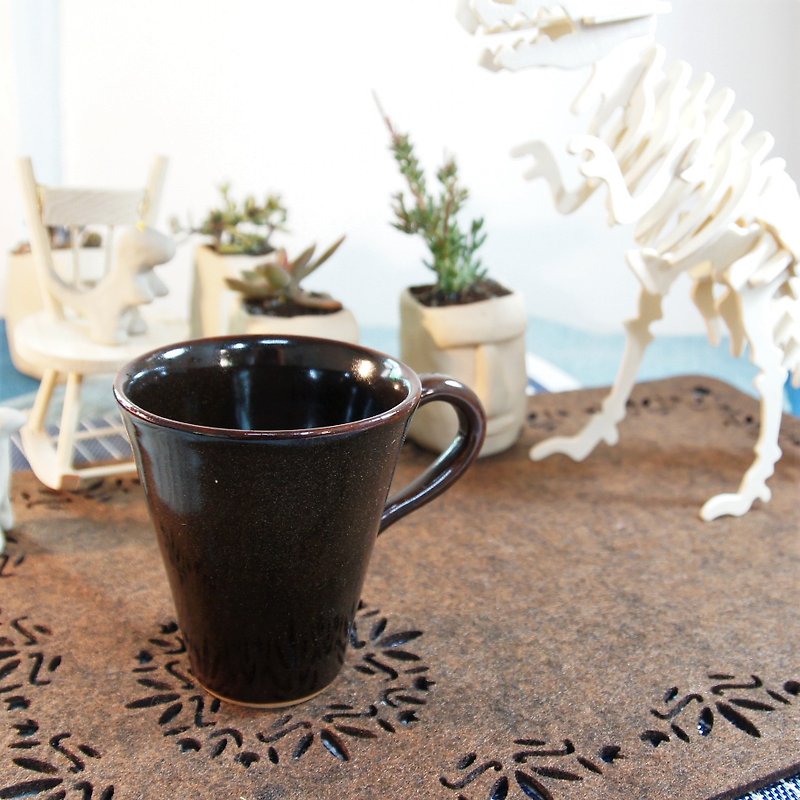 黑釉馬克杯,咖啡杯,茶杯,水杯-容量約240ml - 咖啡杯 - 陶 黑色