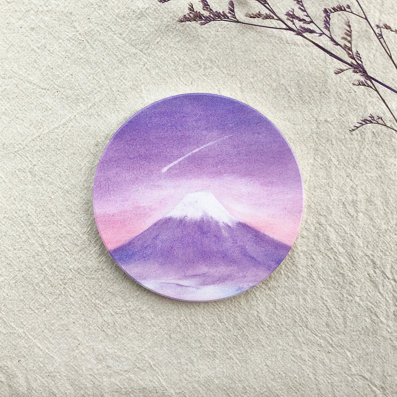 Meteor Fuji-Ceramic Water Cup Coaster - Coasters - Pottery Purple