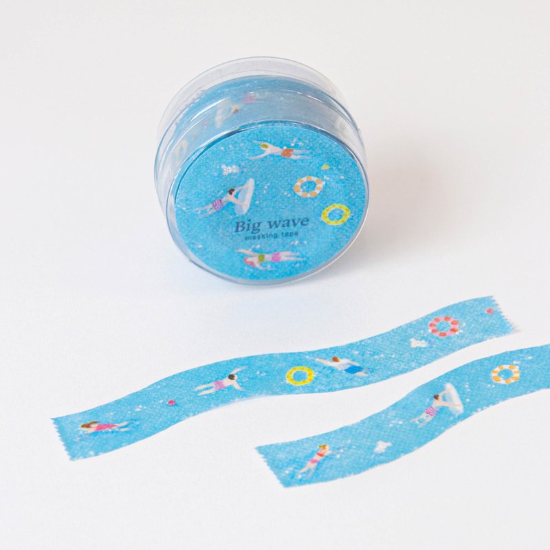 Big Wave Die-cut Masking Tape - มาสกิ้งเทป - กระดาษ สีน้ำเงิน