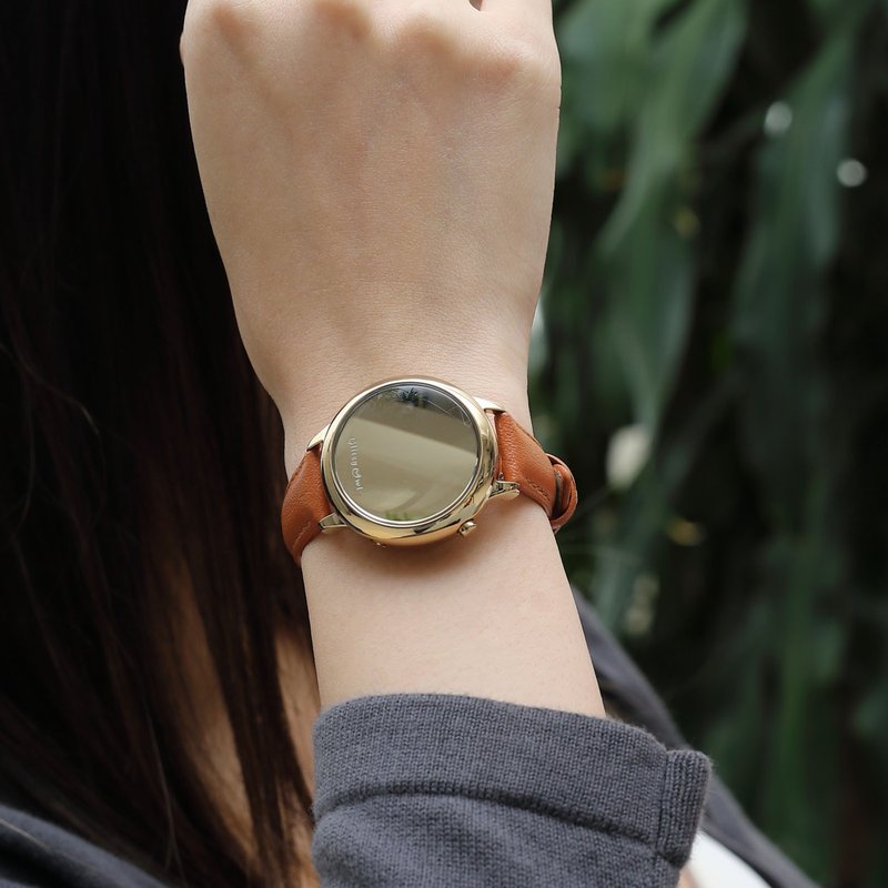 THE BUBBLE collection -  LED Gold-Tone Stainless Steel Tan Leather Watch - นาฬิกาผู้หญิง - สแตนเลส สีทอง