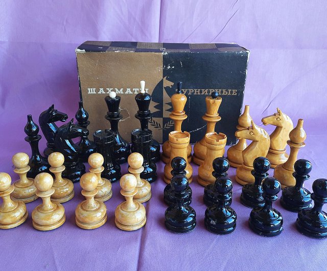 1980s made! Weighted Vintage Soviet outlet Wooden Chess - USSR