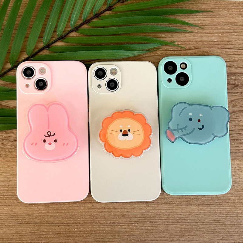 Animal friends iPhone16/15/14/13/12/11 protection case acrylic smart tok set - 手機殼/手機套 - 矽膠 多色