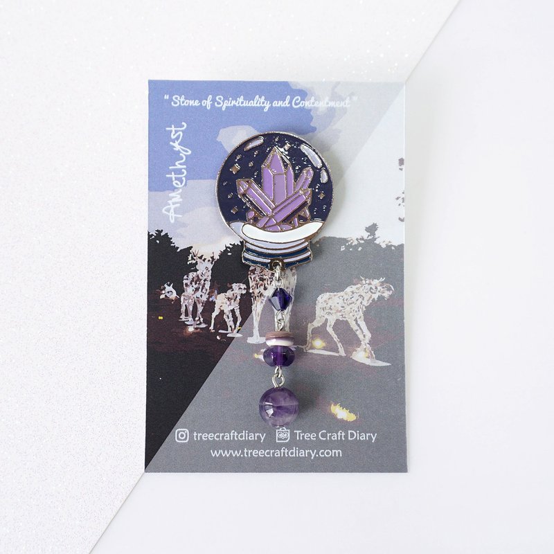 紫水晶球徽章別針 // Amethyst Crystal Ball Enamel Pin - 徽章/別針 - 寶石 紫色