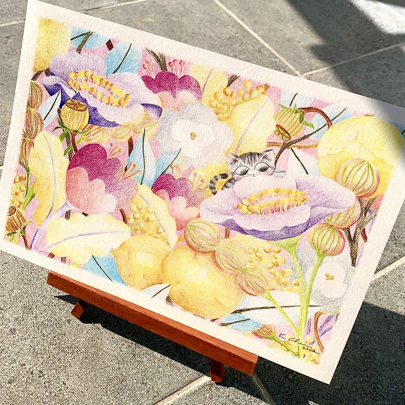[Original Illustration A4 Copy Painting] Little Flowers of Life Series - Blossoms - การ์ด/โปสการ์ด - กระดาษ 