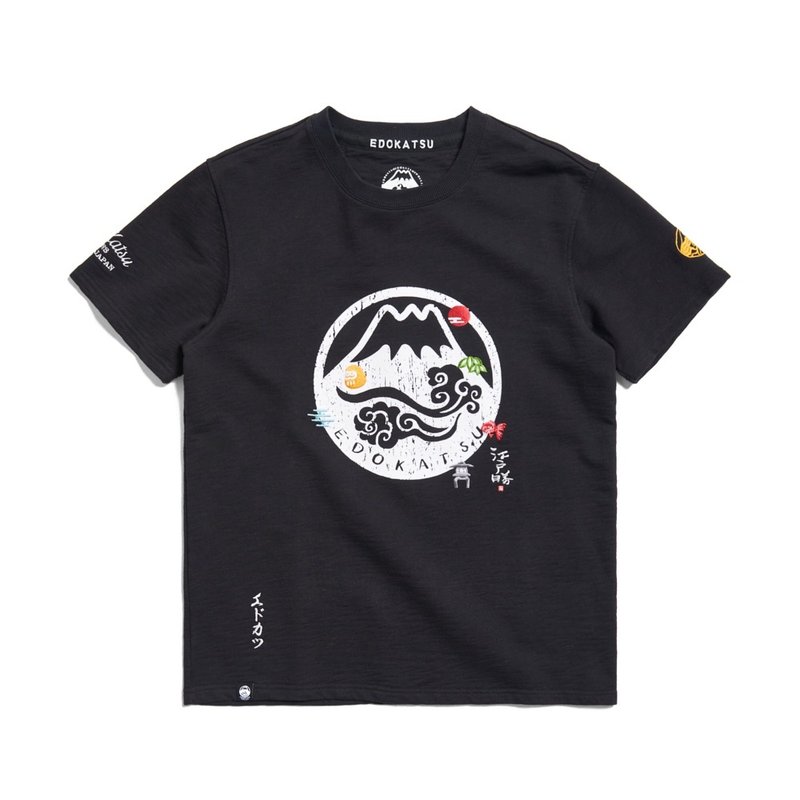 Edo Katsu Japanese classic totem short-sleeved T-shirt - Men's (black) #Top - Men's T-Shirts & Tops - Cotton & Hemp Black