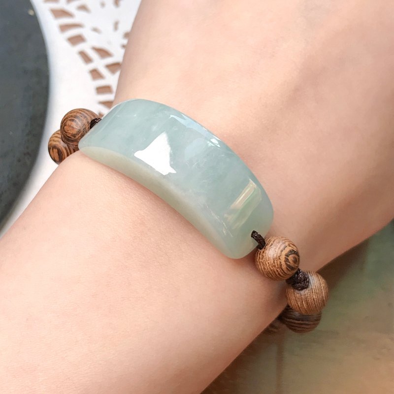 [May Nothing Happen] Ice Jadeite Wushi Brand Design Braided Bracelet | Natural Burmese Grade A Jadeite - Bracelets - Jade Transparent