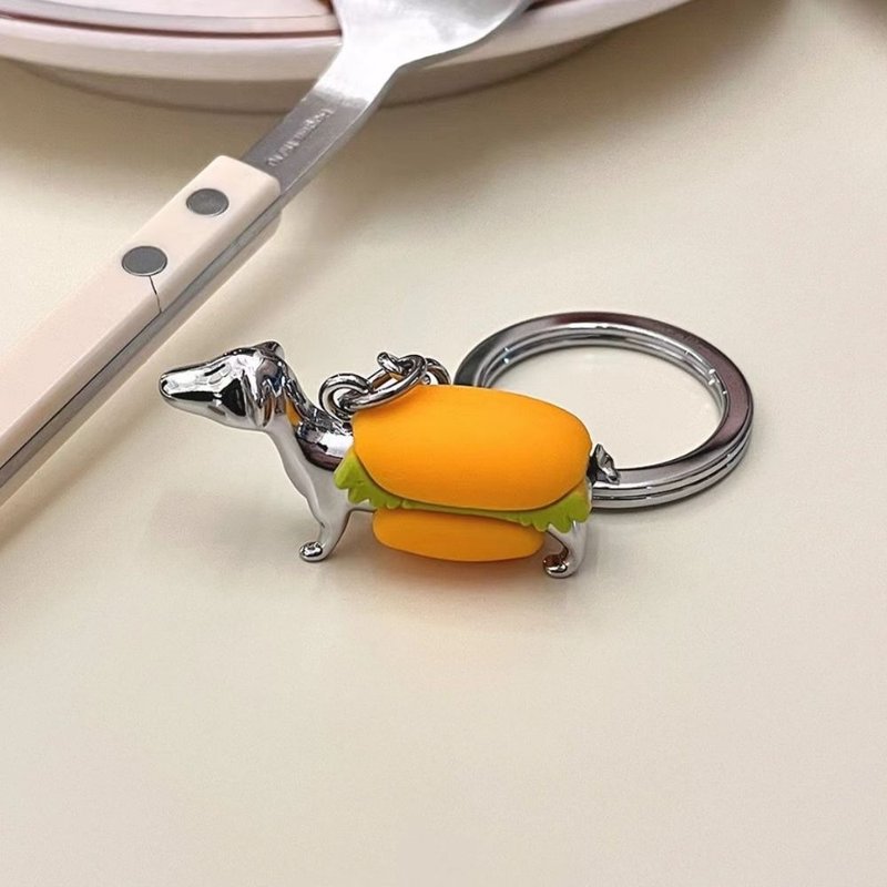 【Metalmorphose】MTM臘腸狗鑰匙圈 動物吊飾/禮品/食物造型 - 鑰匙圈/鑰匙包 - 其他金屬 橘色